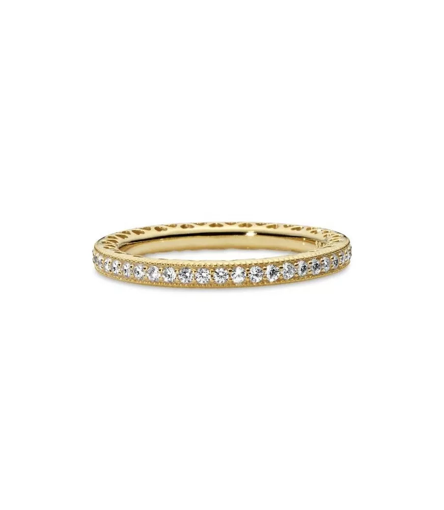 Anillo con un recubrimiento en oro de 14k Corazones y Brillo