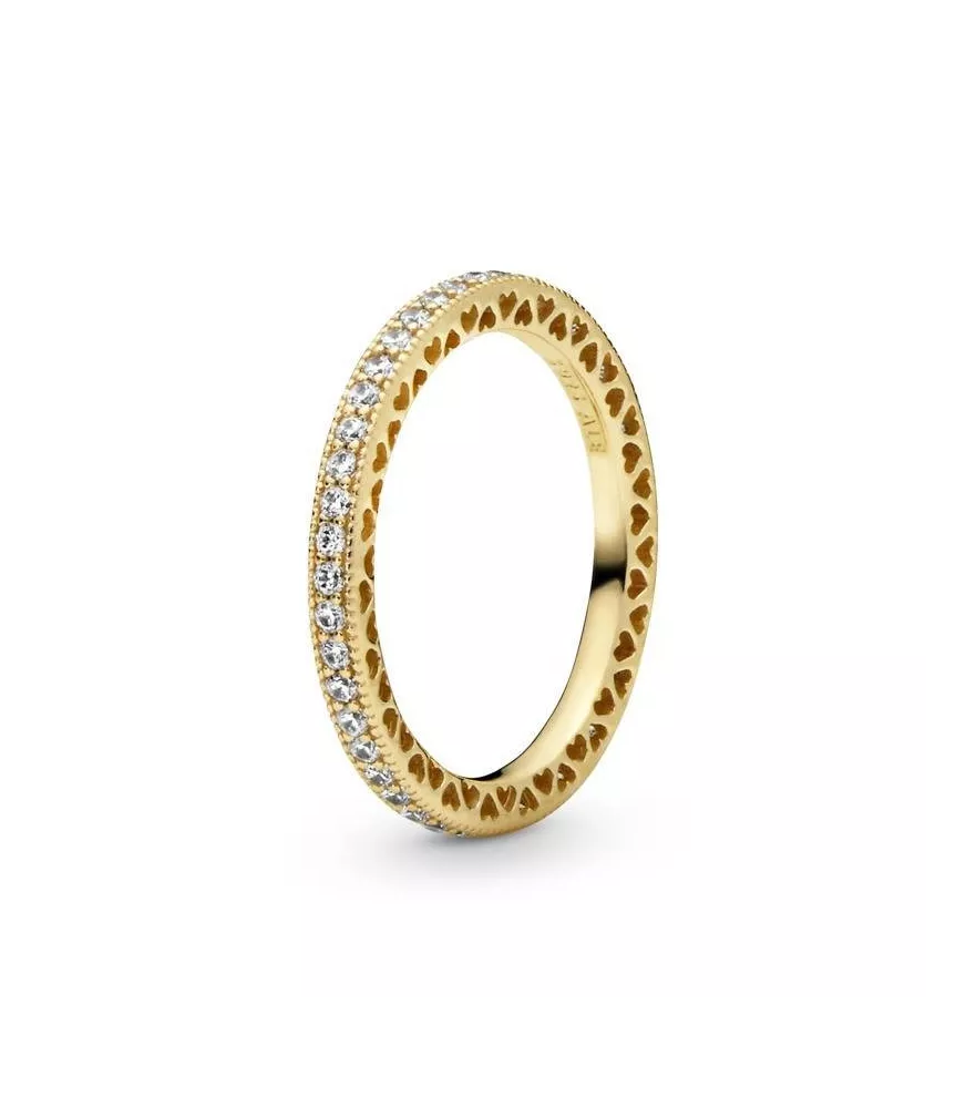 Anillo con un recubrimiento en oro de 14k Corazones y Brillo