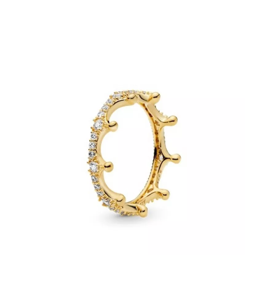 Anillo con un recubrimiento en oro de 14k Corona Resplandor Transparente