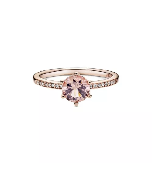 Anillo con un recubrimiento en oro rosa de 14k Corona Brillante Rosa