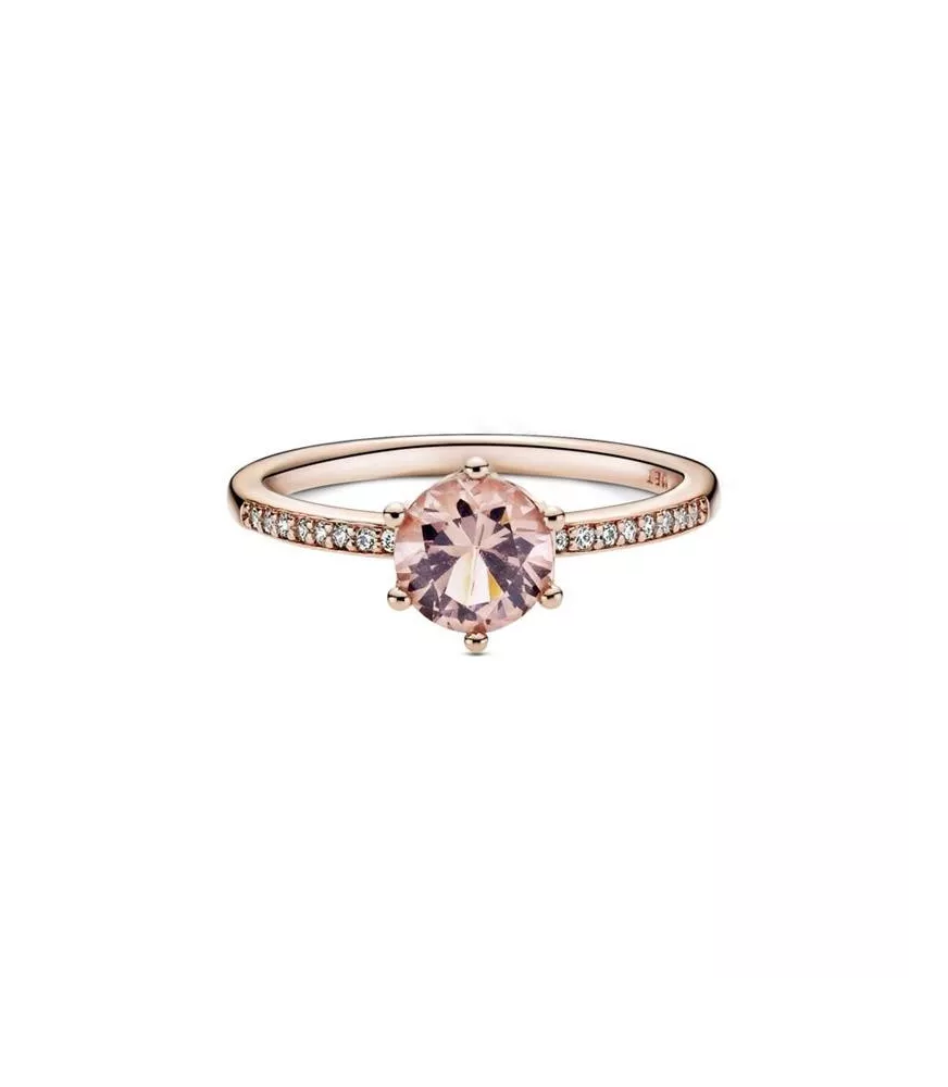 Anillo con un recubrimiento en oro rosa de 14k Corona Brillante Rosa