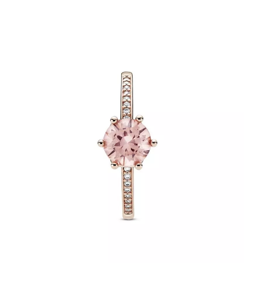 Anillo con un recubrimiento en oro rosa de 14k Corona Brillante Rosa