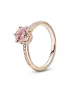 Anillo con un recubrimiento en oro rosa de 14k Corona Brillante Rosa