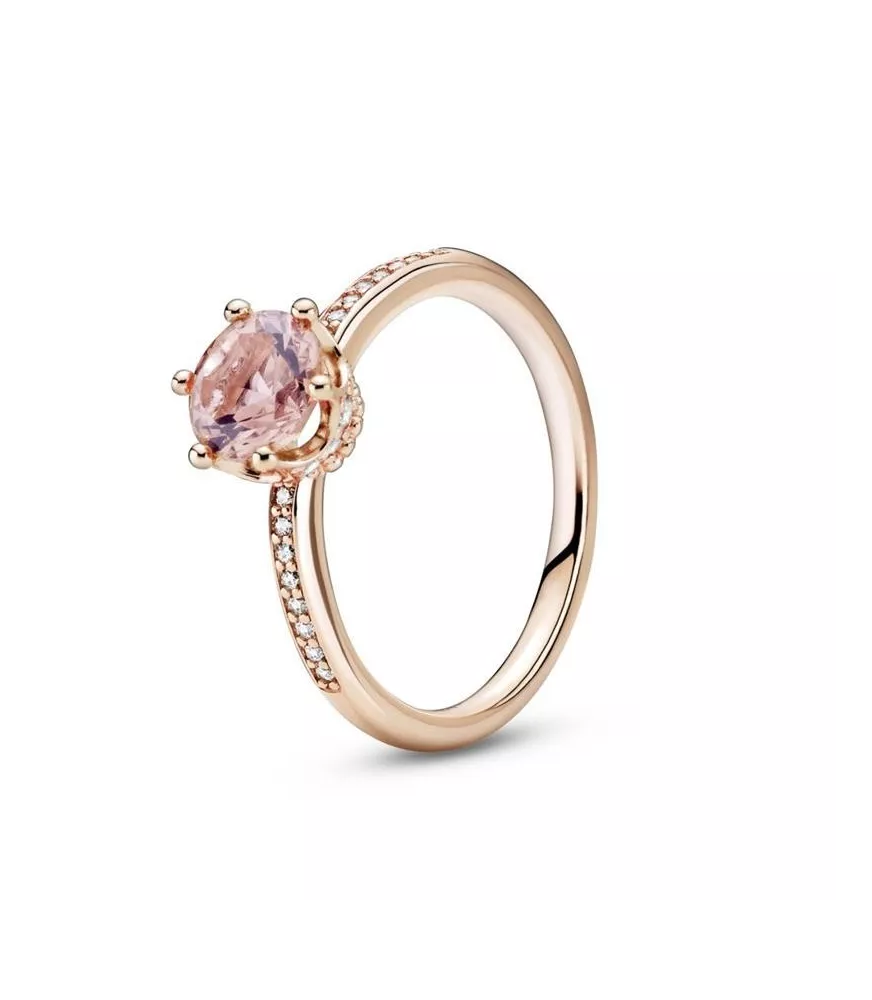 Anillo con un recubrimiento en oro rosa de 14k Corona Brillante Rosa