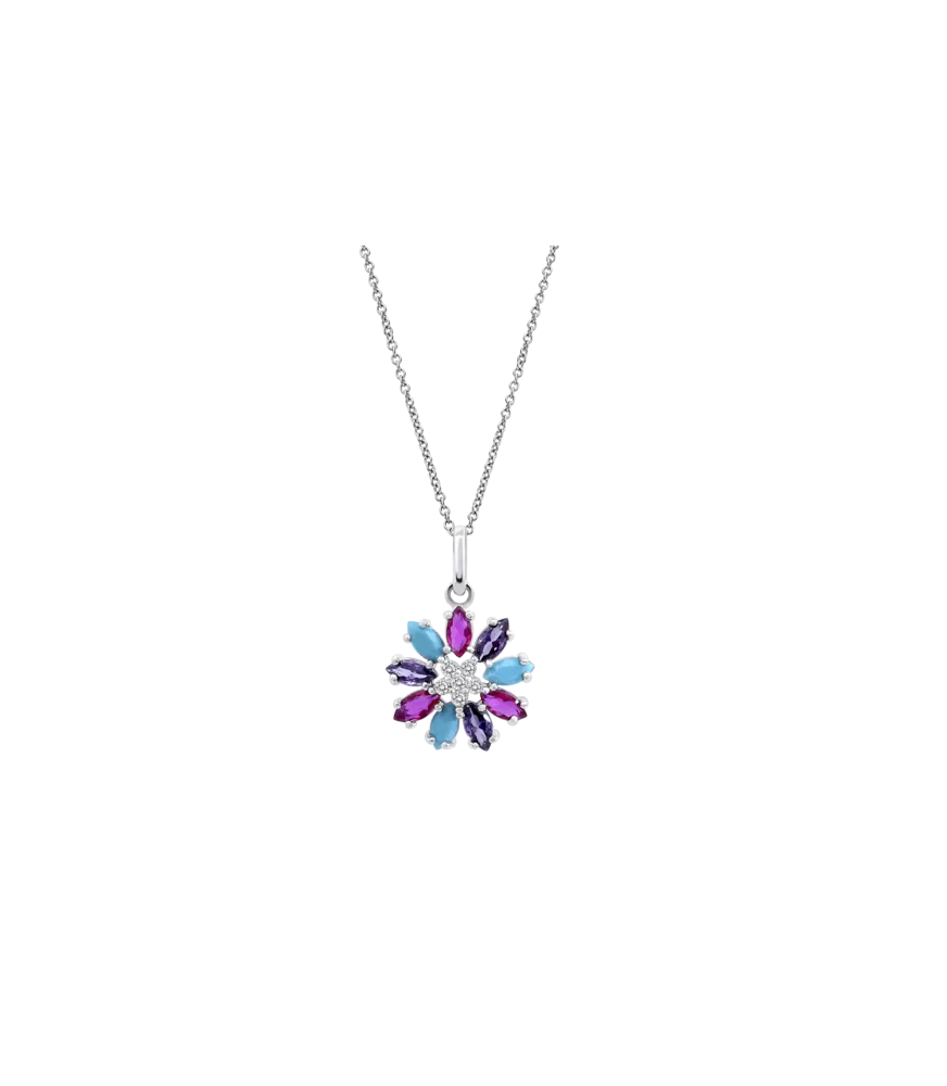 Collar Lotus Silver Flor, Colors LP3560-1/2