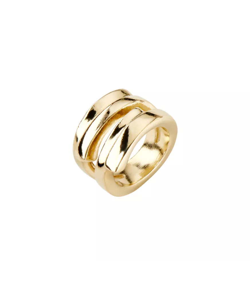 Anillo Maratua Island UNOde50, en metal bañado en oro.