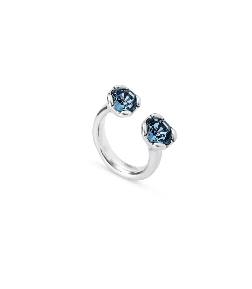 Anillo Aura Blue UNOde50, en metal bañado en plata.