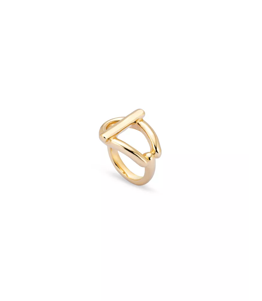 Anillo Maratua Island UNOde50, en metal bañado en oro.