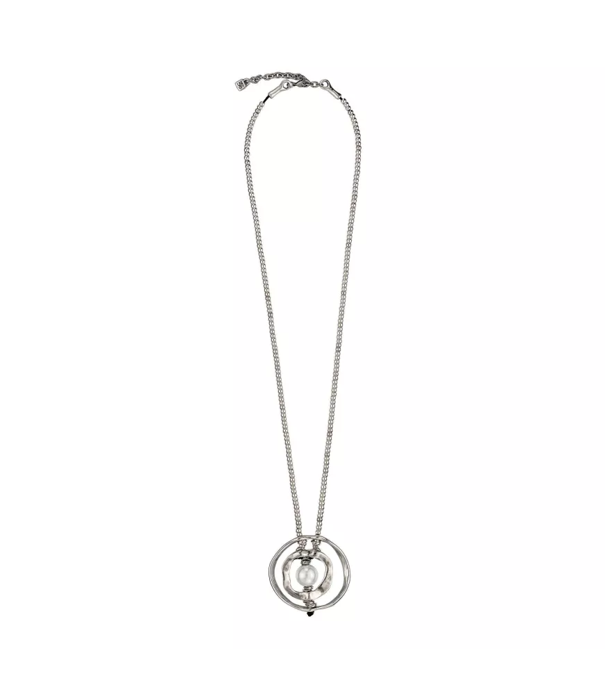 Collar Luna LLena UNOde50, en metal bañado en plata.