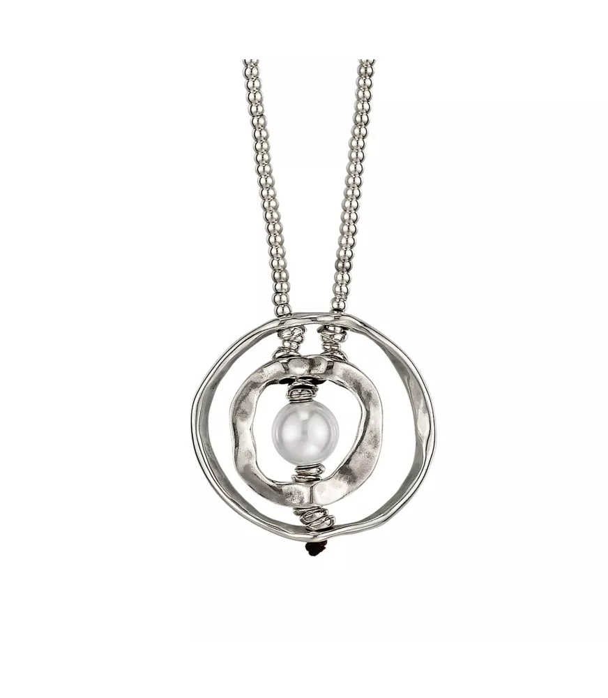 Collar Luna LLena UNOde50, en metal bañado en plata.