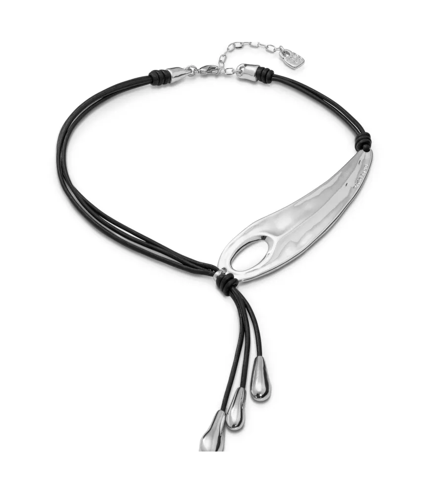 Collar Big Leaf UNOde50, en metal bañado en plata.