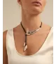 Collar Big Leaf UNOde50, en metal bañado en plata.
