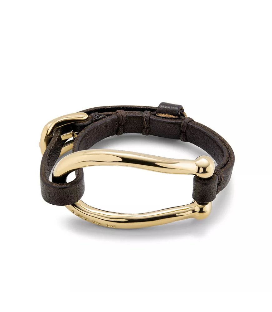 Pulsera Bruh Unode50, en metal bañado en oro.