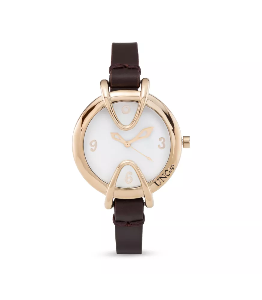 Reloj Unbeatable Unode50, en metal bañado en oro.