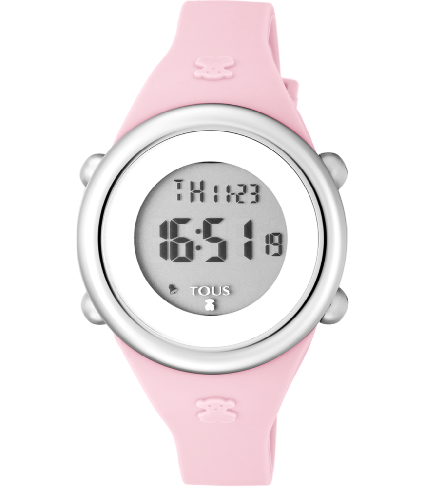 Reloj Tous Soft Digital de niña en silicona rosa y funciones digitales,  ref. 800350610.