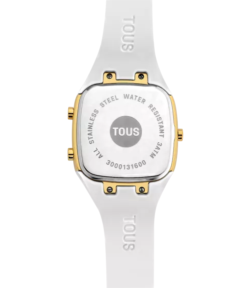 RELOJ TOUS B-TIME ACERO DORADO Y SILICONA BLANCA DIGITAL PARA MUJER 3000131600