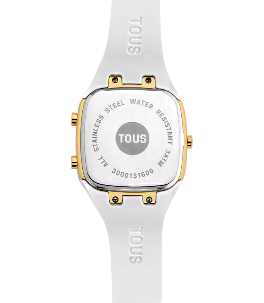 RELOJ TOUS B-TIME ACERO DORADO Y SILICONA BLANCA DIGITAL PARA MUJER 3000131600