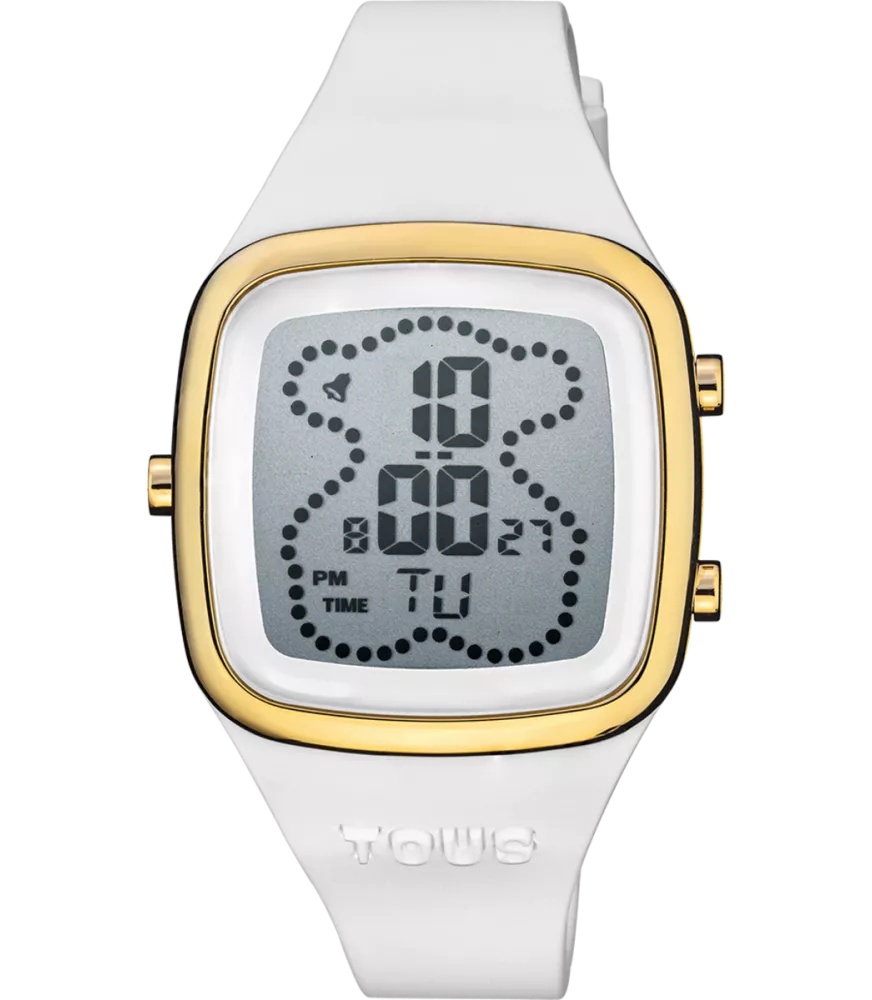 RELOJ TOUS B-TIME ACERO DORADO Y SILICONA BLANCA DIGITAL PARA MUJER 3000131600