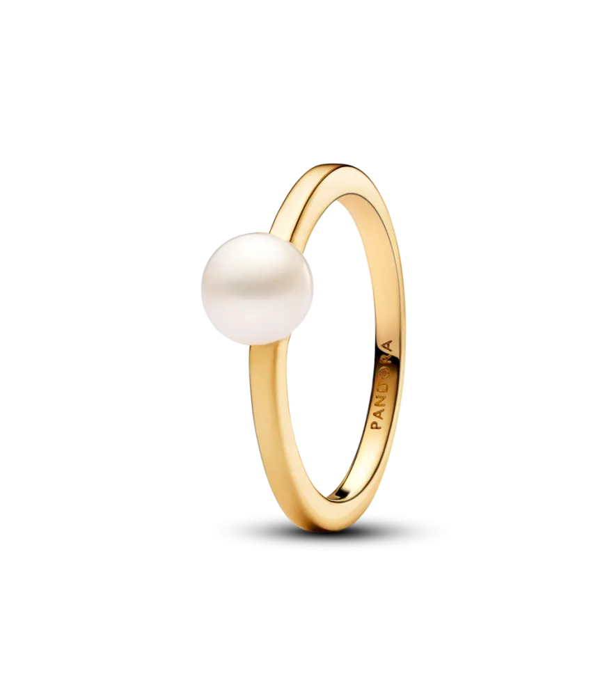 Anillo con un recubrimiento en oro de 14k Perla Cultivada de Agua Dulce