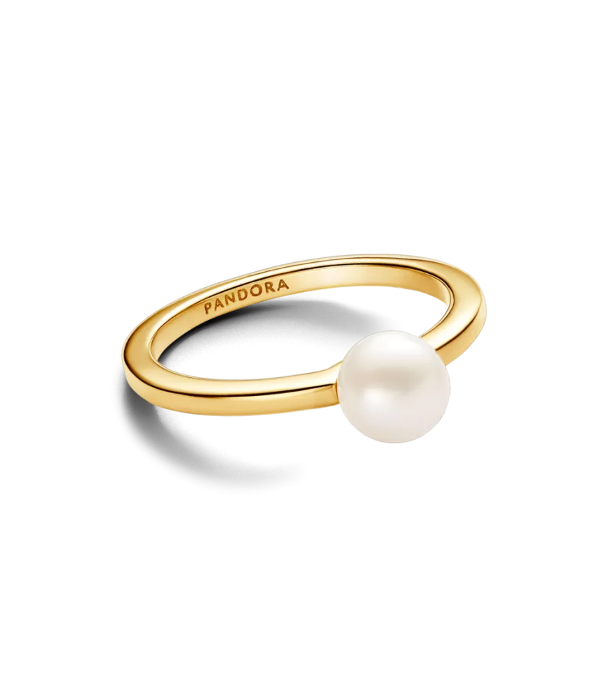 Anillo con un recubrimiento en oro de 14k Perla Cultivada de Agua Dulce