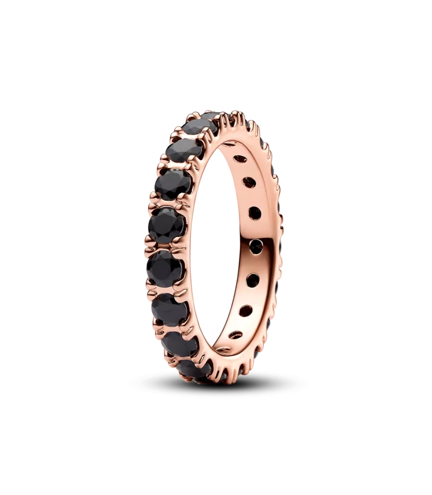 Anillo con un recubrimiento en oro rosa de 14k  Eternity Fila Negra Brillante