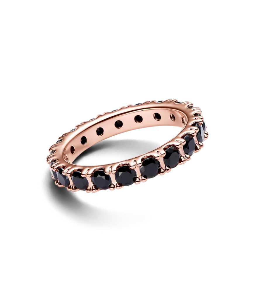 Anillo con un recubrimiento en oro rosa de 14k  Eternity Fila Negra Brillante