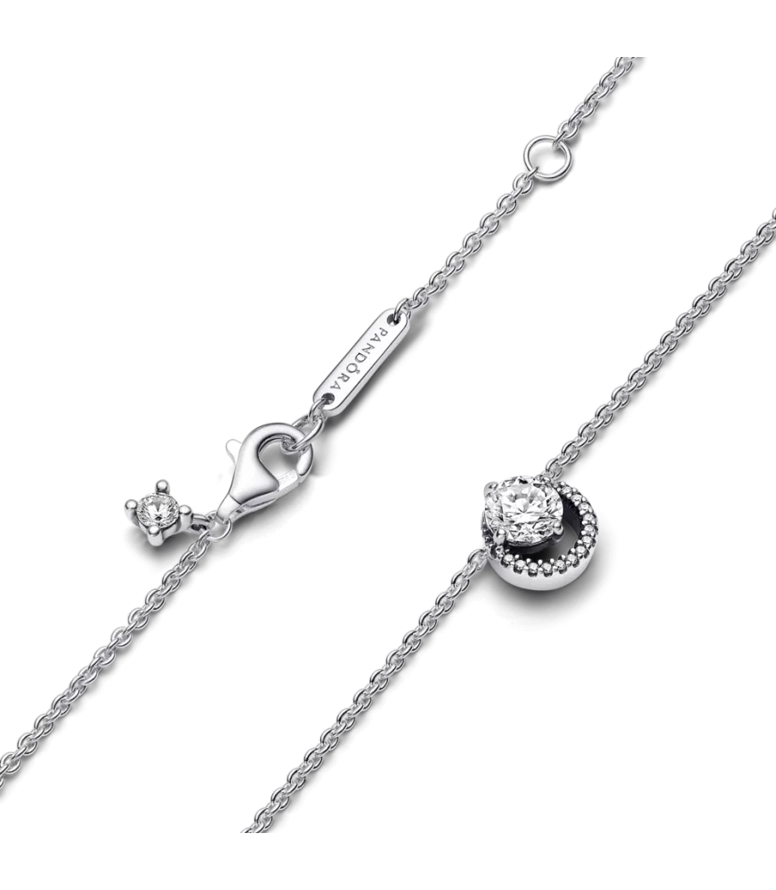 Collar en plata de ley  Halo Redondo Brillante