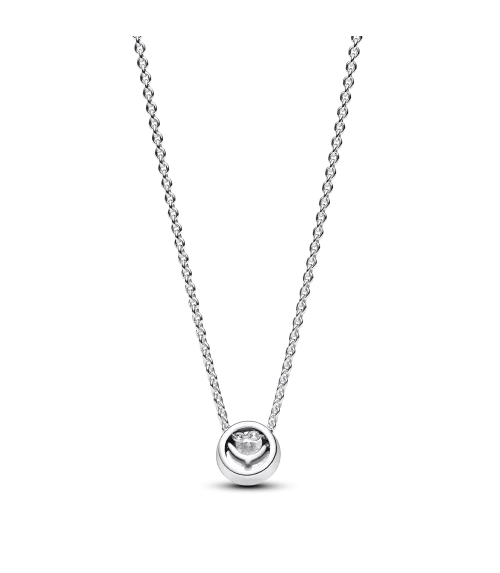 Collar en plata de ley  Halo Redondo Brillante