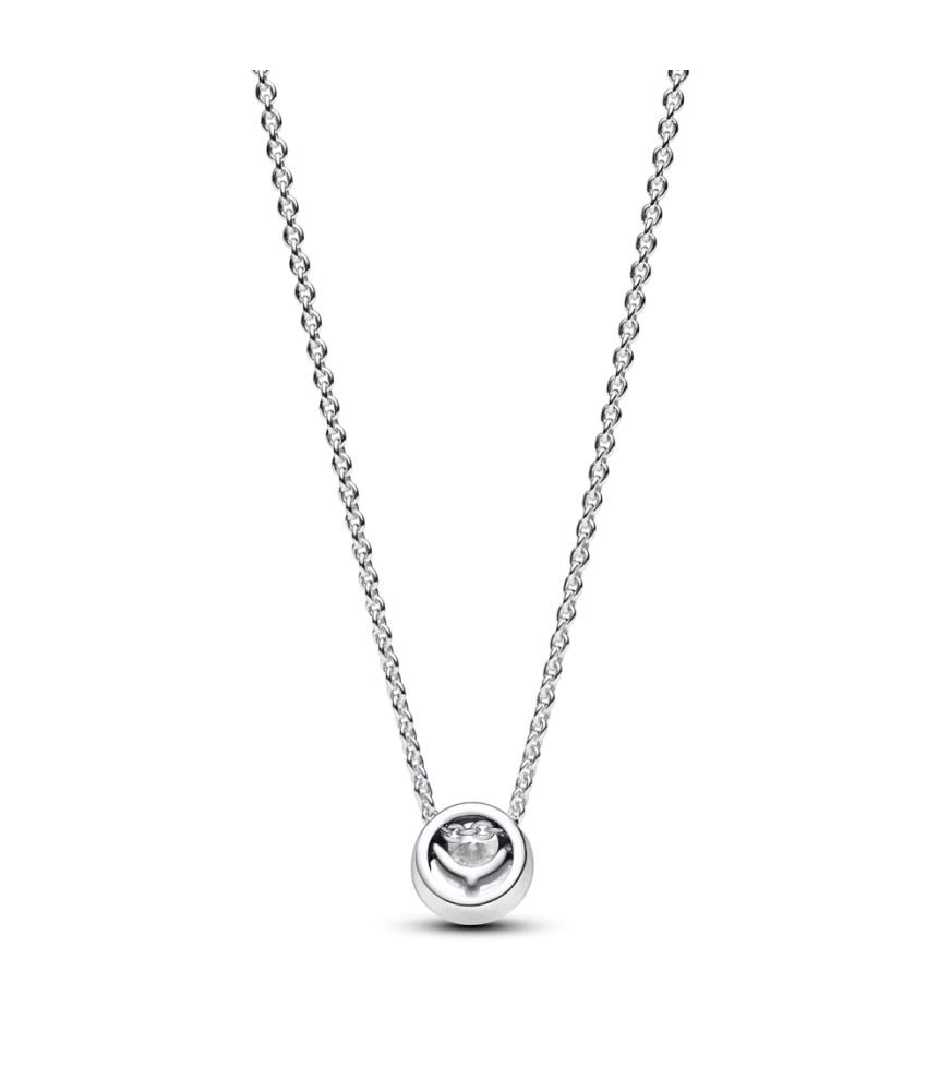 Collar en plata de ley  Halo Redondo Brillante