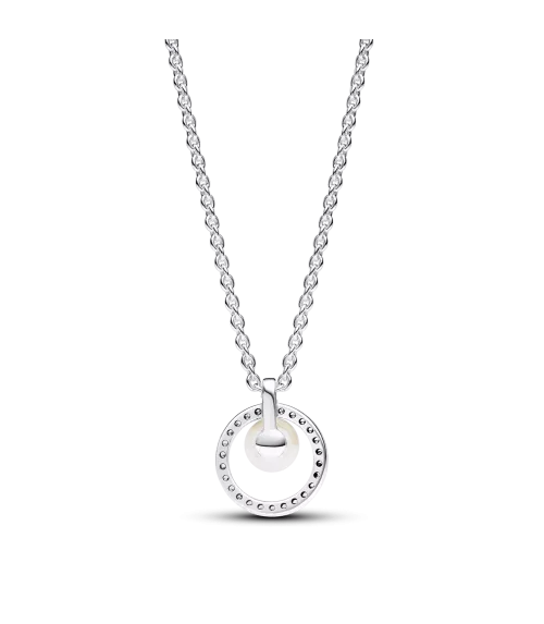 Collar en plata de ley Perla Cultivada de Agua Dulce y Pavé