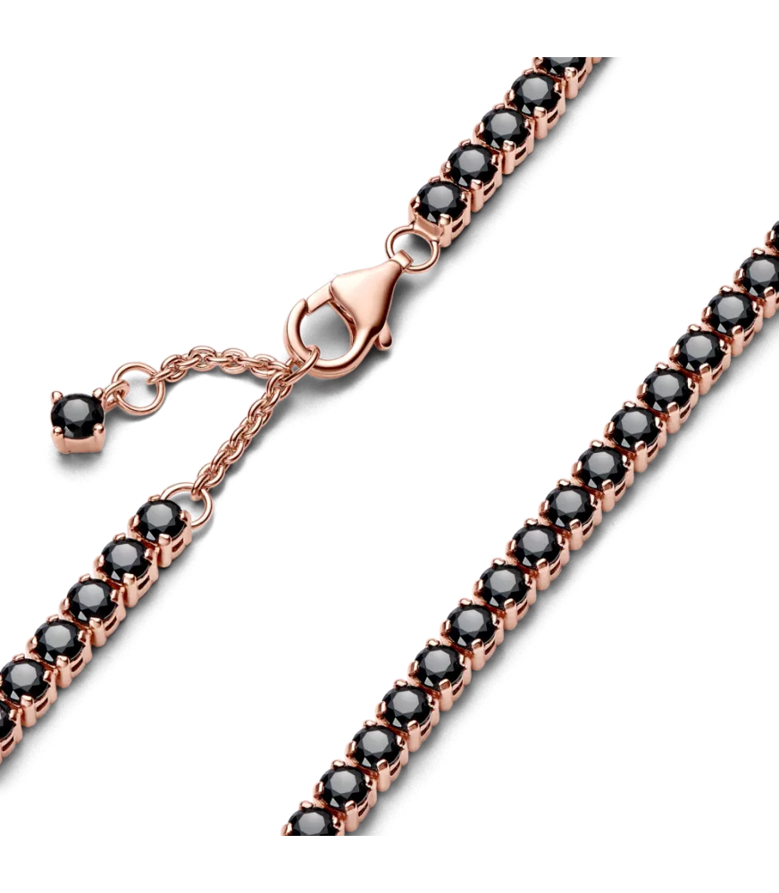 Pulsera Tenis con un recubrimiento en oro rosa de 14k Negra Brillante