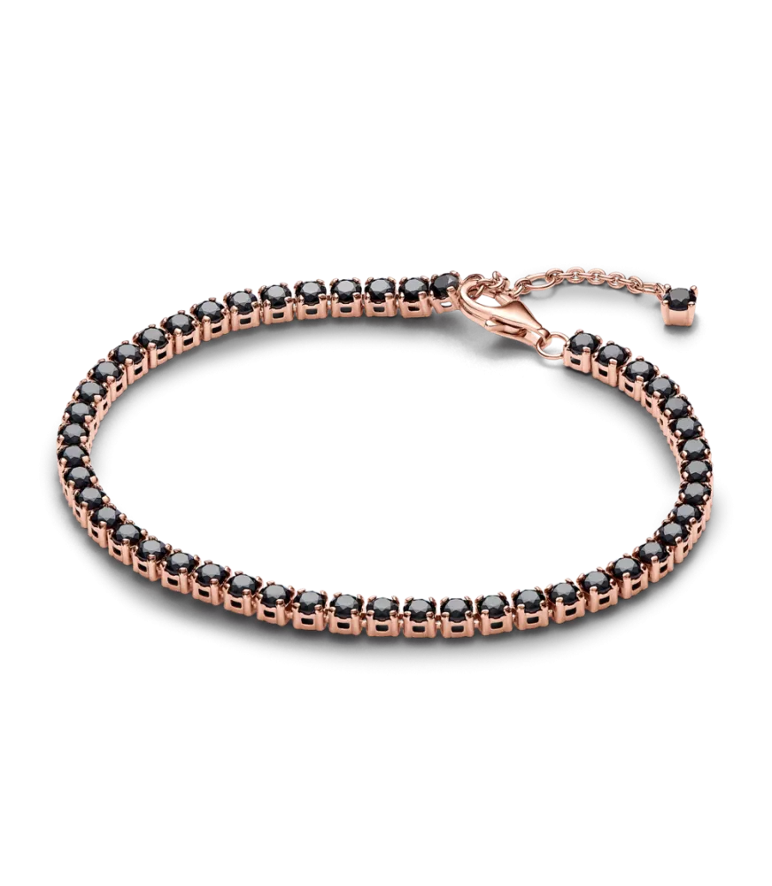 Pulsera Tenis con un recubrimiento en oro rosa de 14k Negra Brillante