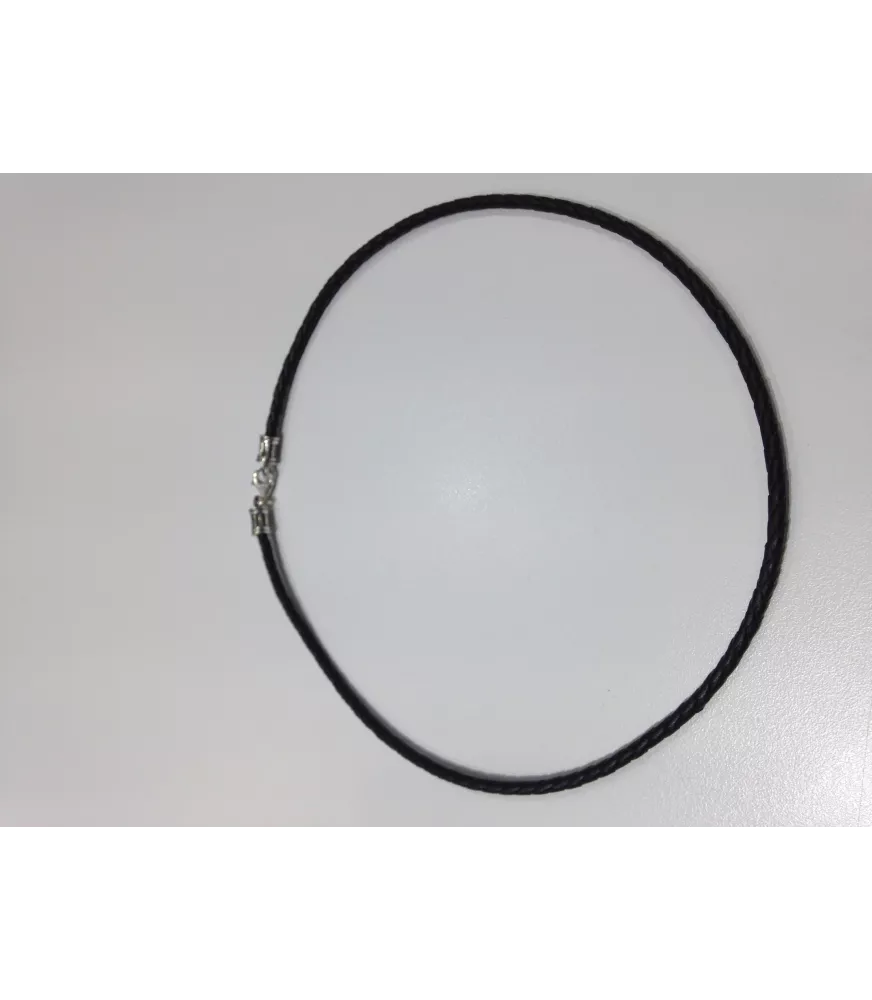 CUERO TRENZADO CON TERMINALES DE PLATA Y CIERRE MOSQUETÓN