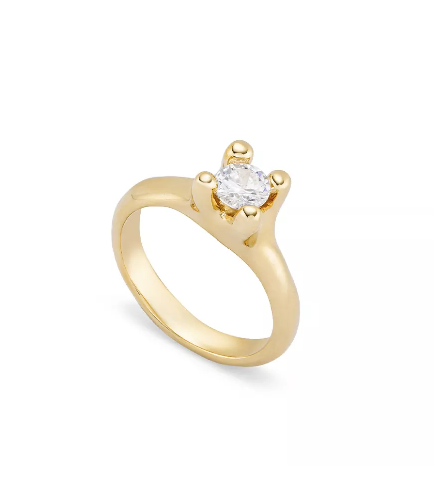 Anillo Cosmos UNOde50, en metal bañado en oro.