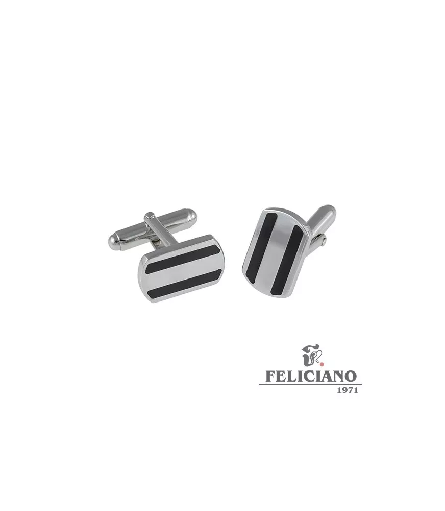 GEMELOS DE PLATA CON ESMALTE NEGRO 