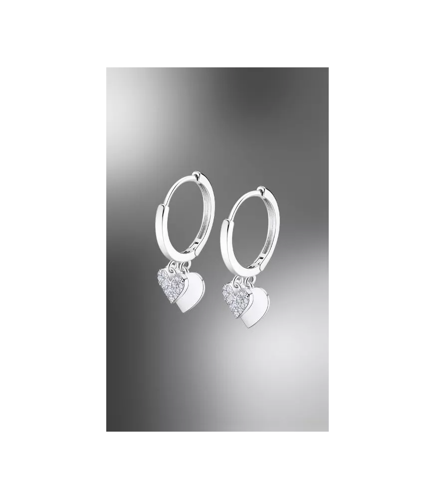 Pendientes Lotus Silver Trendy LP3236 -1/1, con corazones colgando.