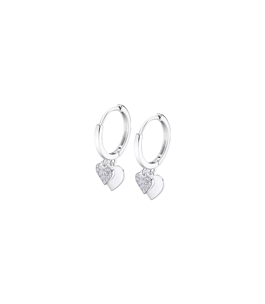 Pendientes Lotus Silver Trendy LP3236 -1/1, con corazones colgando.