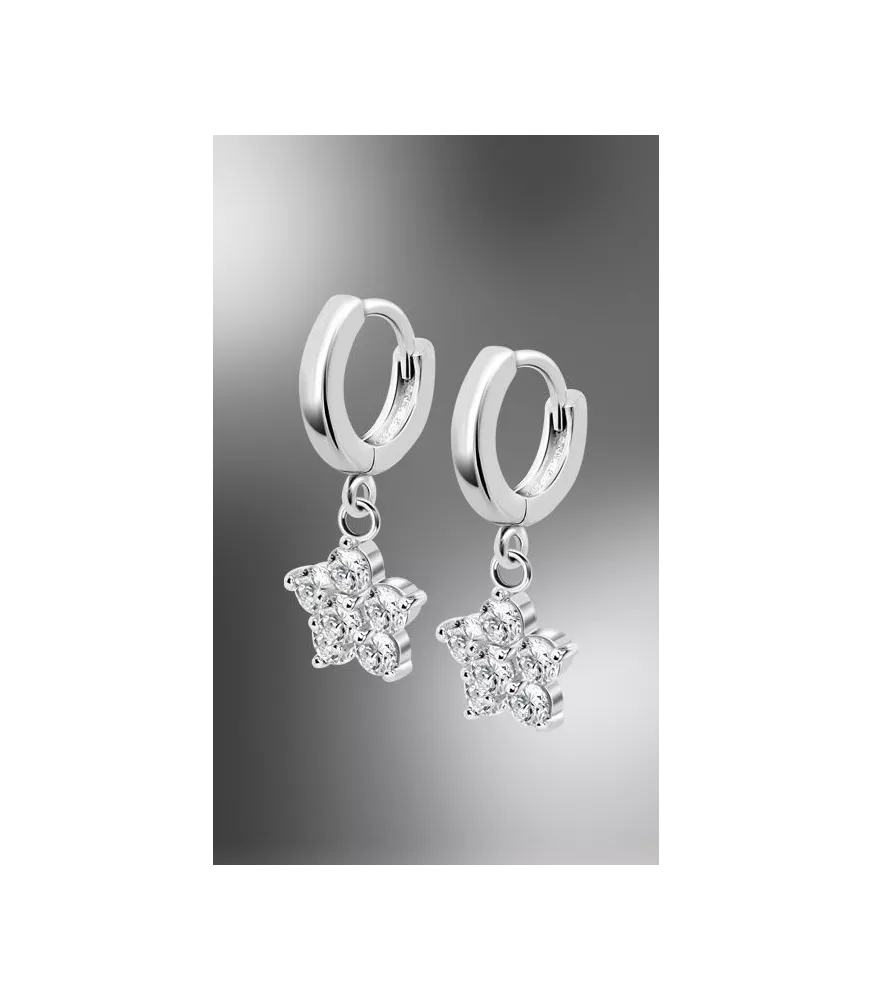 Pendientes Lotus Silver Trendy LP3236 -1/1, con flor colgando.