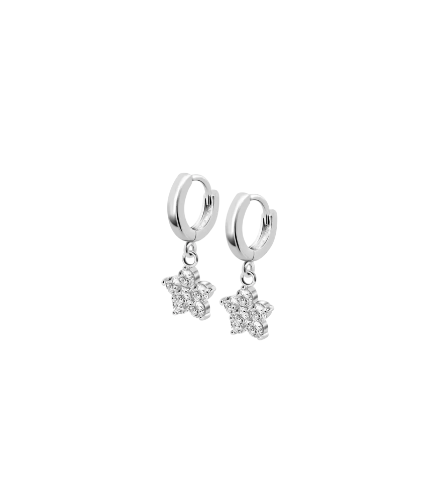 Pendientes Lotus Silver Trendy LP3236 -1/1, con flor colgando.