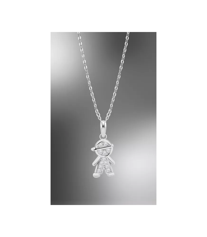 Collar Lotus Silver Mother´s Love LP3759 -1/1, niño, con circonitas pequeñas.