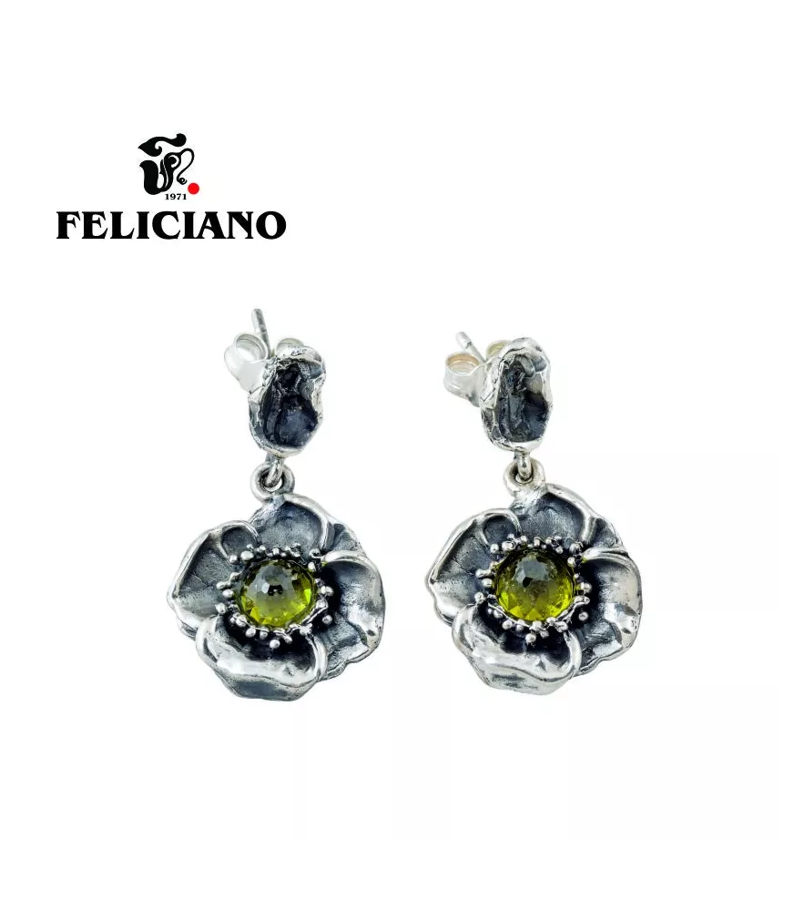 PENDIENTE LARGO FLOR VERDE