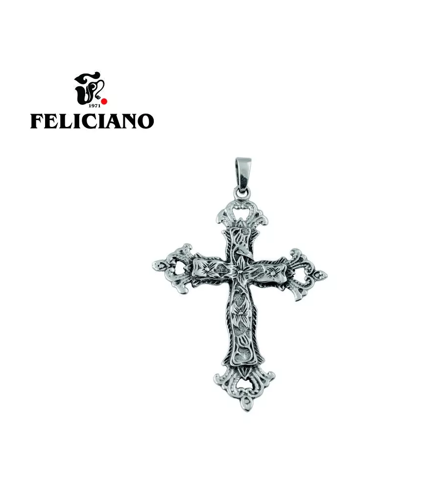 CRUZ PLANA DE PLATA LABRADA