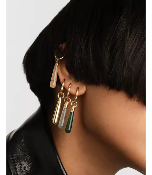 Pendiente individual Aventurina verde large Jupiter, P D Paola, colección Icons.