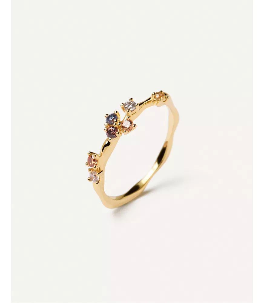 Anillo Five P D Paola, en plata de ley 925 con baño de oro amarillo.