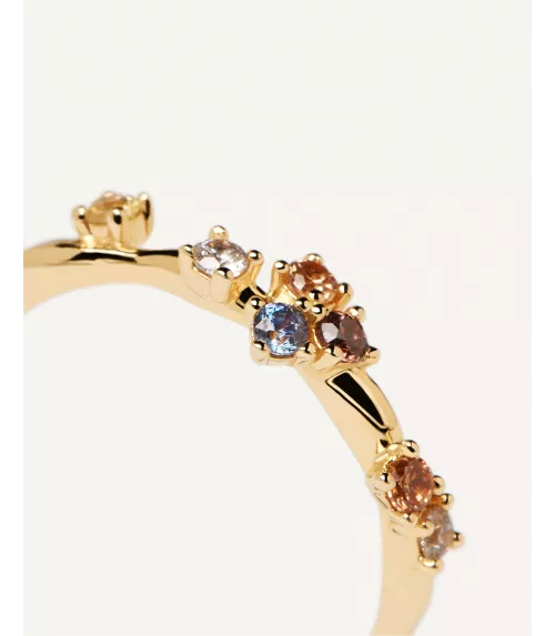 Anillo Five P D Paola, en plata de ley 925 con baño de oro amarillo.