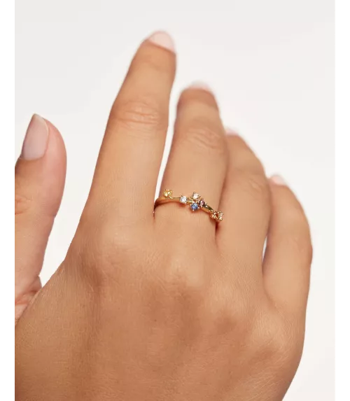 Anillo Five P D Paola, en plata de ley 925 con baño de oro amarillo.