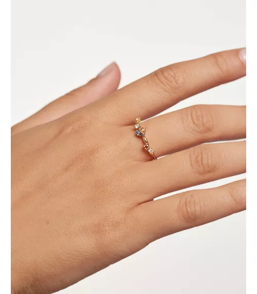 Anillo Five P D Paola, en plata de ley 925 con baño de oro amarillo.