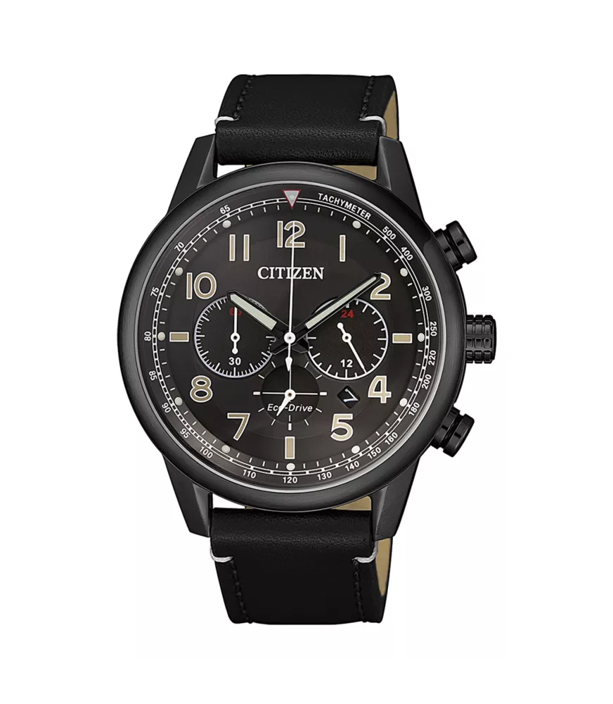 Eco-drive B620,  cronógrafo 60 minutos y calendario.