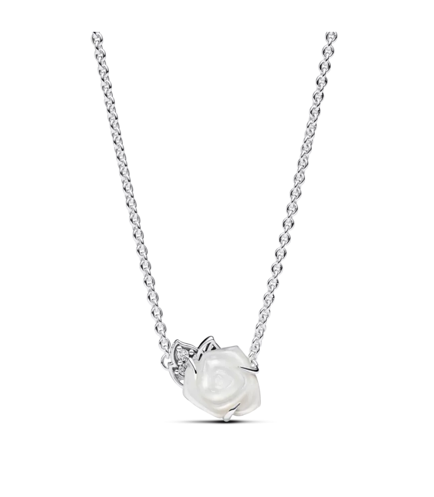 Collar en plata de ley Rosa Blanca Floreciendo​