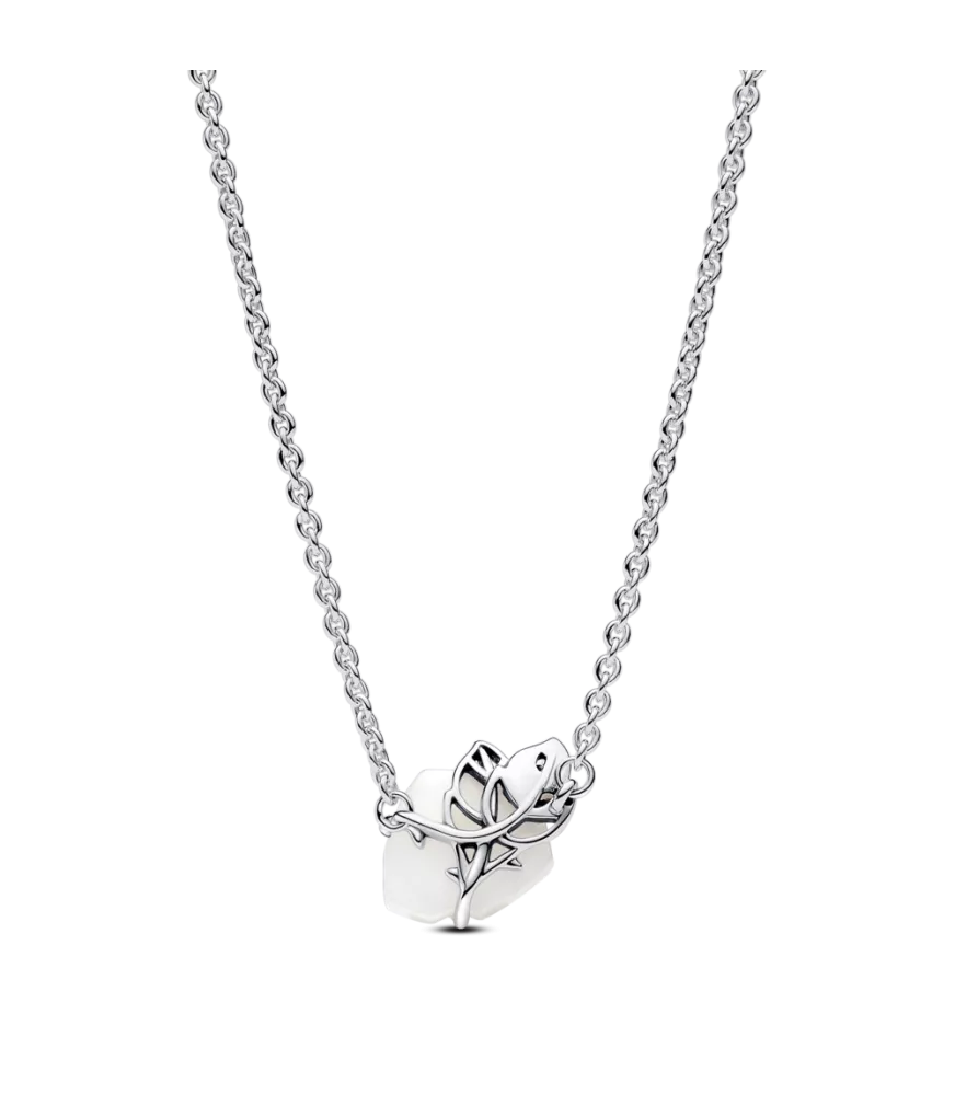 Collar en plata de ley Rosa Blanca Floreciendo​